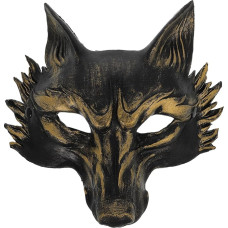 VALICLUD Mask Fox Costume Accessories Half Animal Clown Halloween Werewolf Costume Dream Dance Party Half Face Party Supplies PU Makeup Costume Props Cat with Half Face Form 3D