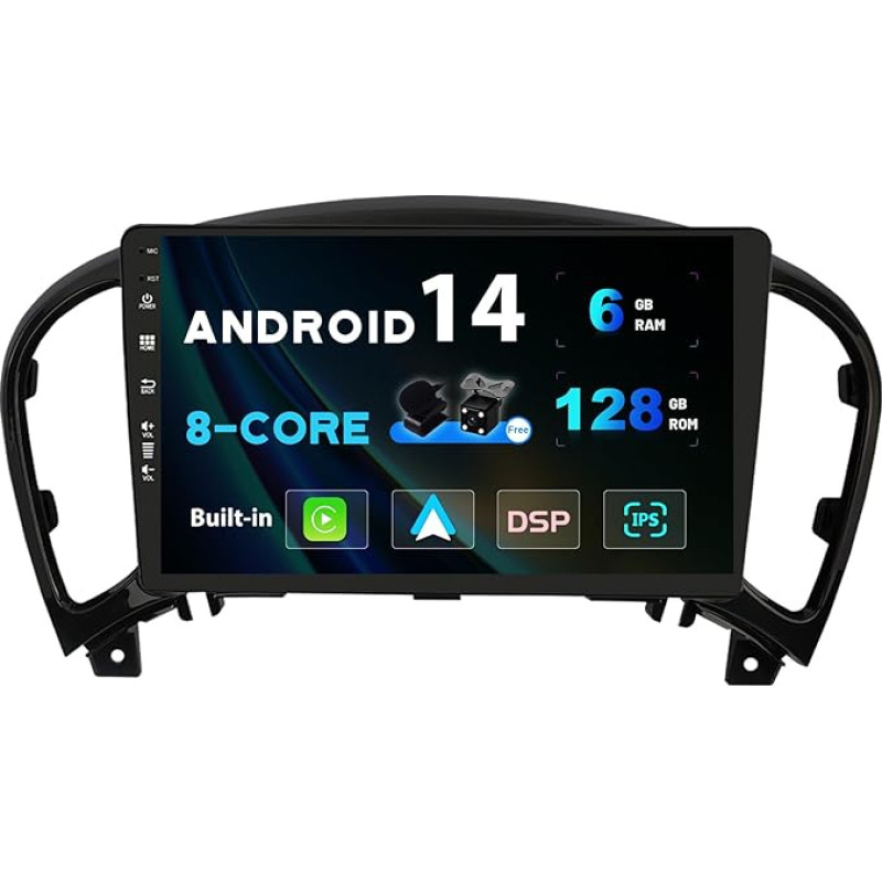 SXAUTO Android 14-6G+128G - IPS Car Radio Suitable for Nissan Juke J15 / YF15 Infiniti ESQ (2011-2019) - Wireless Carplay/Android Auto/DSP - Camera + MIC - DAB SWC AHD Fast Boot 360-Cam - 2 DIN 9 Inch