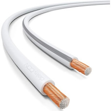 deleyCON 50 m Speaker Cable 2 x 1.5 mm² Copper-Coated Aluminium CCA Polarity Marking 2 x 48 x 0.20 mm Stranded Construction PVO/CPR White