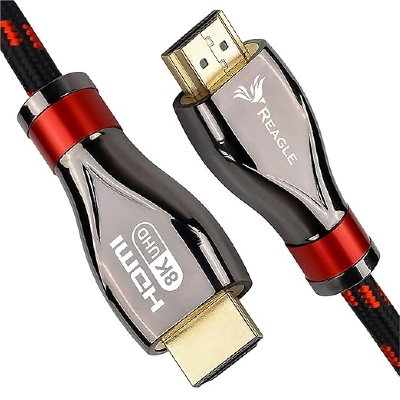 Reagle HDMI 2.1 Cable 8K & 4K Ultra HD, Gaming, 48Gbps 8K@60Hz 4K@120Hz Compatible with Console PS5 Xbox Series X S, OLED TV, DTS: X, HDCP 2.2 & 2.3, Dynamic HDR 10 4:4:4, eARC, Dolby (3m)