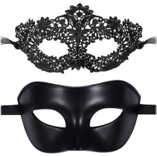 Oidea Masquerade Mask for Couples - Vintage Antique Roman Greek Venetian Mask Lace Masks Metal Halloween Prom Party Costume Ball Carnival Mask for Men and Women