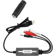 GRACETOP USB 2.0 Audio Grabber 3.5 mm & 2RCA L/R Audio Capture Recording Cable for Tape Drive, CD Audio Recording Windows XP/Vista/7/8/8.1/10/MAC Compatible