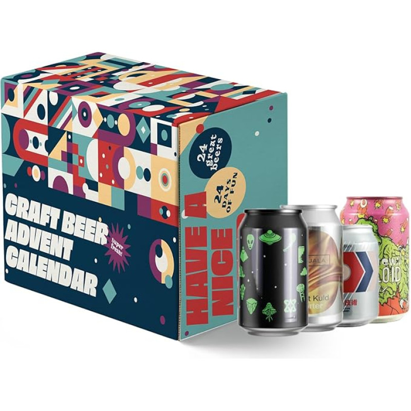 Beer Advent Calendar Tin - Craft Beer Calendar with 24 National and International Top Beers (24 x 0.33 L Tin Including 6 € Deposit), Beer Gift for Men and Women, Beer Gift, Advent Calendar