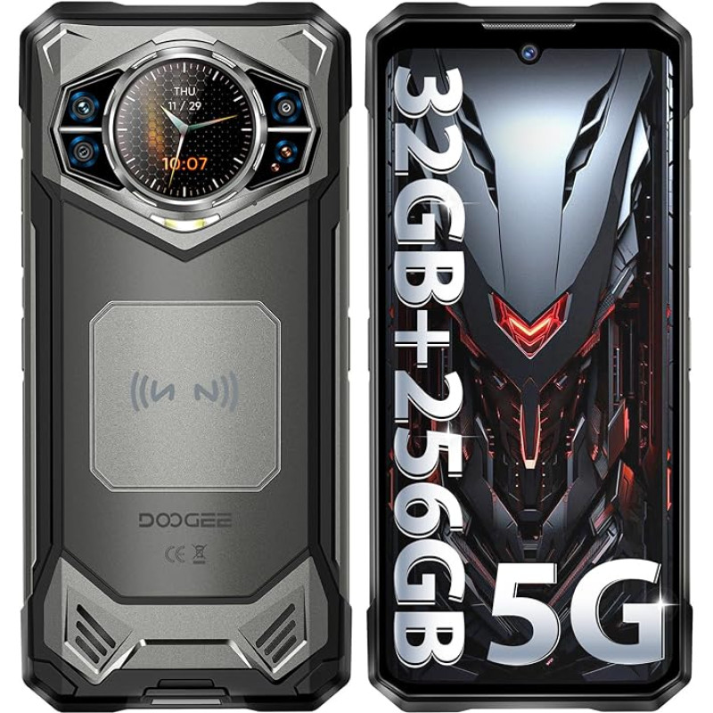 DOOGEE S200 Outdoor Smartphone 5G Android 14, 32GB RAM + 256GB/2TB ROM Outdoor Mobile Phone Without Contract, 10100mAh (33W) Construction Site Mobile Phone, 6.72 Inch FHD+ 120Hz, 100MP + 20MP Night