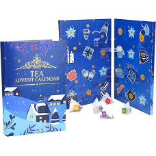 Spetebo Tea Book Advent Calendar 2024 Large - 35 x 24 cm - Various Types of Tea for the Christmas Season - Advent Christmas Decoration Calendar Trial Set