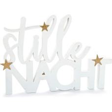 HEITMANN DECO Wooden Lettering Silent Night with Stars – Stand Christmas Decoration – White, Gold, Glitter