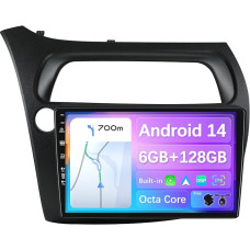 BXLIYER - [6G+128G] - Android 14 IPS Car Radio Fits Honda Civic (2006-2012) - Wireless CarPlay/Android Car/DSP - LED Camera & Mic - 9 Inch 2 DIN - DAB Steering Wheel Control Fast Boot 360 Camera WiFi