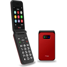 TTfone TT760 4G USB-C Mobile Phone for Elderly, Simple and Easy to Use, Folding Cell Cheap and Easy to Use, Vodafone Pay as You Go (Red, with USB Cable)