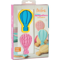 Decora 0255035 3D Hot Air Balloon Cookie Cutters and Markers Plastic Ideal Set for Decorating Sugar Paste or Gum Paste Made in Italy Original Design Pack of