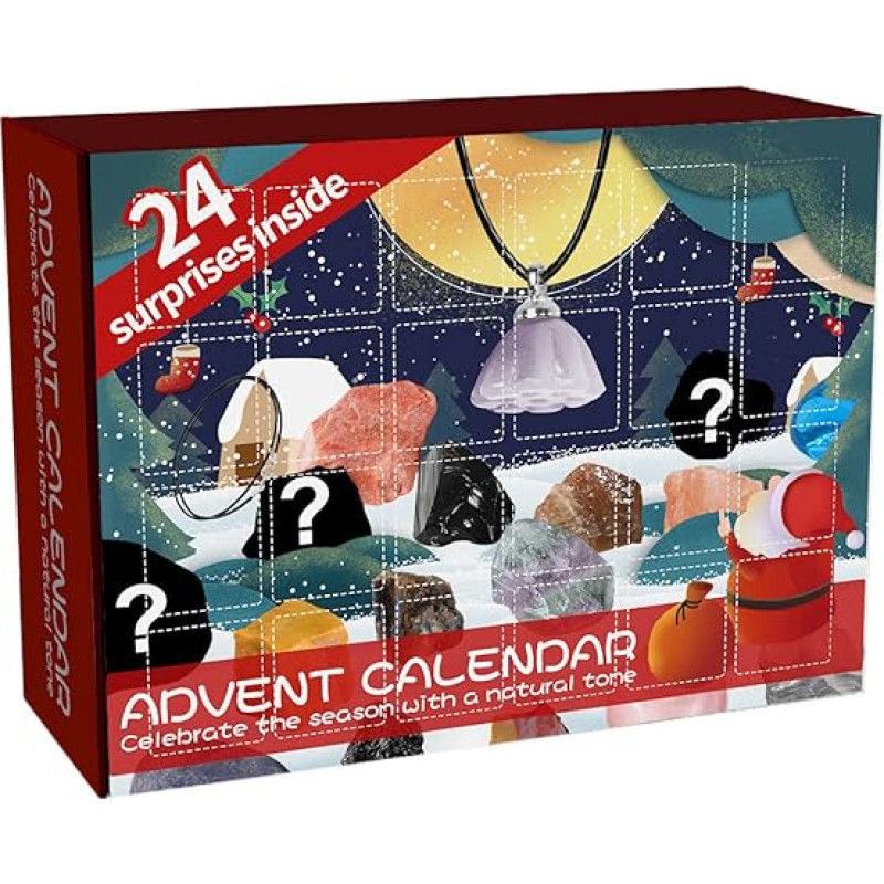 Advent Calendar 2023 Children, Christmas Countdown Calendar, Natural Gemstones the Best Gift Girls, 24 Days Christmas Advent Calendar Countdown Surprises, Boys