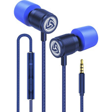 Ludos Ultra Headphones - In-Ear Headphones Cable, Headphones with Microphone, Crystal Clear Sound, Balanced Highs and Lows, New Memory Foam, Durable Cable, Bass and Volume Control In-ear blue