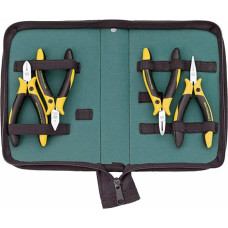 Wiha Zangen Set Elektro Professional ESD (33507), 2xSeitenschneider, Schrägvornschneider, Flachrundzange 4-tlg, antistatisch in Reisverschlusstasche