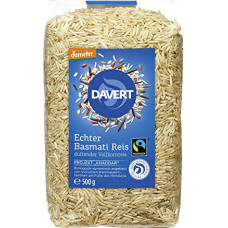 Davert - Demeter Real Basmati Rice Whole Grain Rice Fairtrade - 500 g - Pack of 8