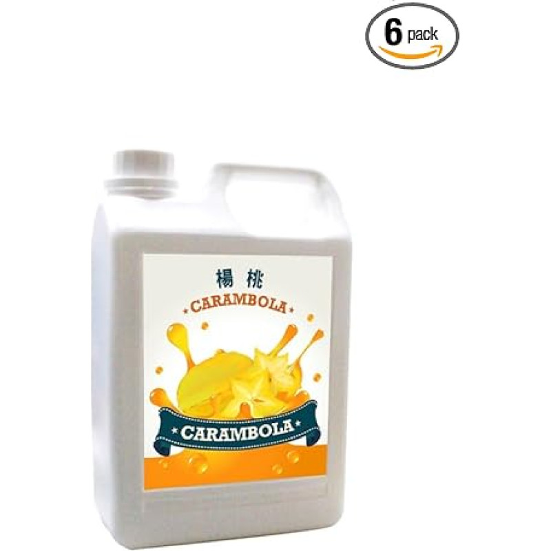 bobatra.de - Drinks Syrup 6 x 2.5 kg for Bubble Tea, Cocktails, Slush and Other Drinks in Various Variations MDH 24.05.2024 (Star Fruit)