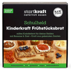 startkraft Kinderkraft Breakfast Bread 140 g, Crispbread with Germinated Seeds, Banana and Cinnamon, Raw Food Bread without Added Sugar, Sweet Raw Food Bread, Vegan and Gluten-Free