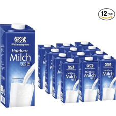 Weihenstephan Milk Low Fat H-Milk 3.5% Fat, 1 Litre Each, Pack of 12 with Pufai Grocery