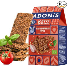 Adonis Keto Mediterranean Crackers (10 x 60g Pack), Vegan & Keto Friendly, 100% Natural, Gluten Free, Palm Oil Free, Lactose Free, Healthy Snack, Keto Diet