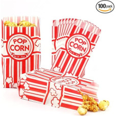 Zahaat 100 Stück 28,3 ml Popcornbeutel rot und weiß Bulk Popcornbeutel für einzelne Portionen, kleine Popcorn-Tasche für Film, Theater, Karneval, Party, Dekorationen