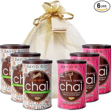 GUSTONE. David Rio Gift Set Decaffeinated Tiger Spice Decaf, Flamingo Vanilla Decaf, 6 x Tins of Chai Latte, 2940 g