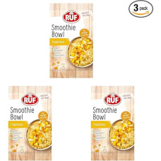 RUF Smoothie Bowl Tropinis pusryčių užkandis iš avižinių dribsnių su mangais ir pasiflorų vaisiais, lengvai ir greitai paruošiamas, veganiškas, 1 x 50 g maišelis (3 vnt.)