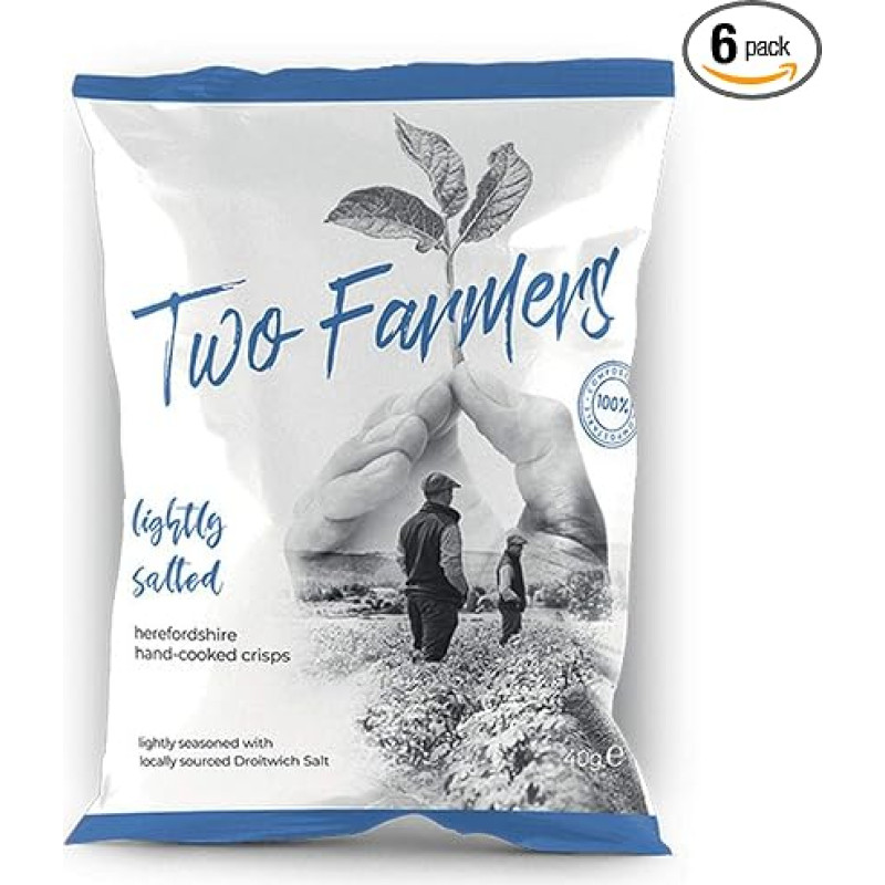 Two Farmers Natural Lightly Salted Crisps 40g x 6