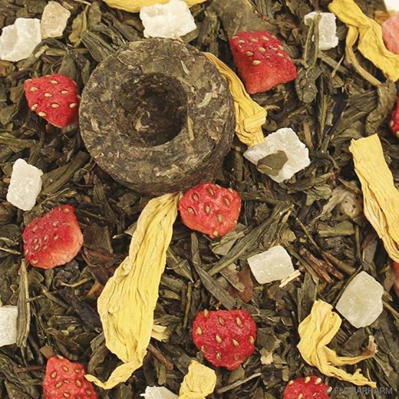 Green Tea Flavoured The Eight Treasures of Shaolin 200g with Strawberry Pineapple Flavour Refill Pack Loose