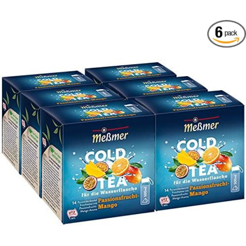 Me?mer Cold Tea Passion Fruit Mango, 14 Pyramid Bags, Pack of 6