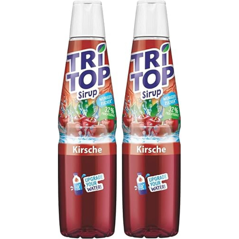 Tri Top Beverage Syrup Cherry 600 ml - Low Sugar & Low Calorie (Pack of 2)