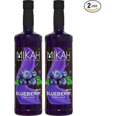 Mikah - Premium Flavors - Blueberry (Mirbeere) x2 | Sirup für Getränke und Desserts | Professionelle Verwendung | 2 buteliukai po 1 litrą (2 x 1000 ml)
