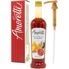 Amoretti Passion-Orange-Guave-Getränke-Aufguss, 94 Portionen pro Flasche (750 ml) - Getränkemischung & Wasserverstärker mit Pumpe zum Aromatisieren von Cocktails, Wasser, Tee und anderen Getränken,
