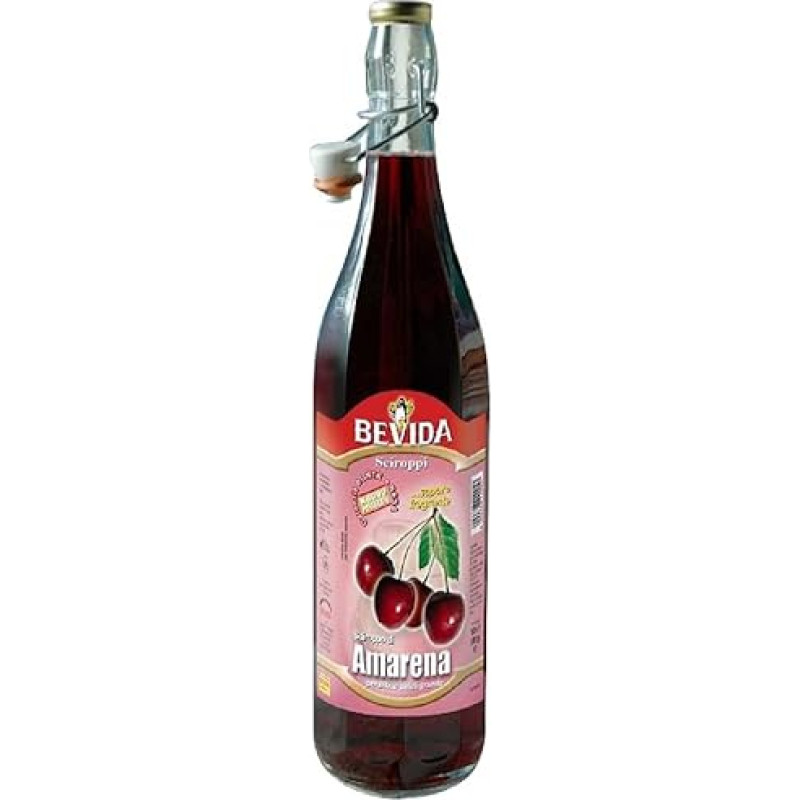 Bevida Sciroppo di Amarena Black Cherry Syrup Syrup Glass Bottle 1 Litre
