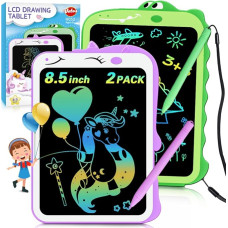 VATOS 2 Pieces LCD Writing Board 8.5 Inch Unicorn Dinosaur LCD Writing Tablet for Children, Portable Erasable Drawing Board, Graphic Tablet Gift for Children's Games 2 3 4 5 6 7 Years Boys Girls