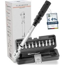FLEXBERG 1/4 dinamometrinis raktas - dviračio dinamometrinis raktas techninei priežiūrai - tikslus rinkinys MTB ir dviračių remontui, įskaitant Allen raktą ir Torx antgalius - 2-20Nm
