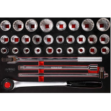 KS Tools 811.0032 3/4 colio veržliarakčių rinkinys su putplasčio įdėklu, 32 dalys