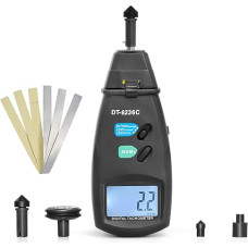 Skaitmeninis tachometras Rankinis foto spidometras GR-6236C Nekontaktinis diapazonas su Max/Min/AVG duomenų laikymo funkcijomis Sukimosi spidometras Foto spidometras su atspindinčia juosta