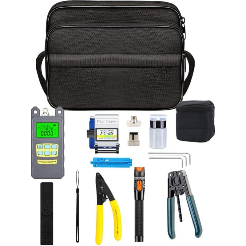 DAXGD 9 in 1 optinio pluošto FTTH įrankių rinkinys su FC-6S pluošto kirtikliu ir optinės galios matuokliu 5 km vizualinis gedimų lokatorius Laidų nuėmėjas