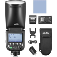 GODOX V1PRO N 2.4G Wireless Round Head Camera Flash Speedlite i-TTL with M/TTL Flash Mode 1/8000s HSS, 1.3s Recharge Time with Removable Sub Flash + 24 Pieces Flash Gels for Nikon Cameras