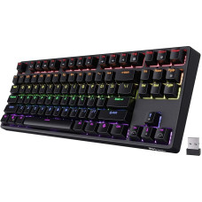 RK ROYAL KLUDGE Sink87G RGB belaidė TKL mechaninė žaidimų klaviatūra, 87 klavišai be skaitmeninės klaviatūros, kompaktiška 2.4G belaidė klaviatūra su taktiliniais rudos spalvos jungikliais, ypatingi makro nustatymai