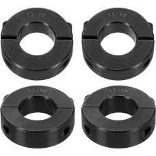 sourcing map 4 x doppelt geteilte Schaftmanschette für 11/16 Zoll Schaft, zweiteiliger Klemmkragen, 3,5 cm Außendurchmesser, 1,1 cm Breite, Schwarzoxid-Stahlschlossklemme, Stellschrauben-Stil