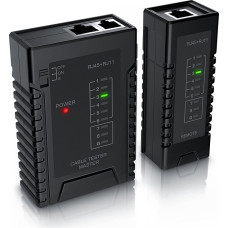 CSL Network Cable Tester for RJ45 RJ11 Cable - Patch Cable Tester Line Tester - LAN Network Cable Tester - Two Different Speeds - Selector Switch On Off - Black