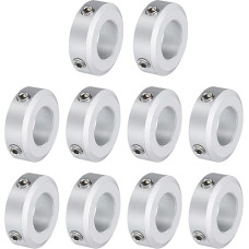 QUARKZMAN 10 Stück Set Schraubkragen 17mm Bohrung, Aluminiumwellenkragen, 32mm Außendurchmesser und 10mm Dicke, Set-Schraubkragen, Stop-Kragen für lineare Stangenwellenführung