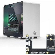 ElectroCookie Raspberry Pi 5 Case, Aluminum Mini Tower Case with M.2 NVMe SSD PCIe Hat and Active RGB Lighting Cooler (Silver)