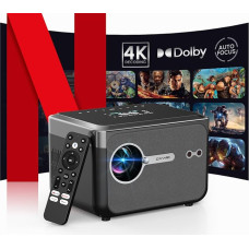 Projector 4K Android TV Netflix Official, Dolby Audio Smart Projector WiFi6 Bluetooth 5.4, NFC Cast Voice Control LED Projector Daylight 950ANSI 1080P Full HD 300 Inch Auto Focus for Home Cinema /