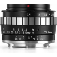 TTARTISAN 23 mm F1.4 APS-C fotoaparato objektyvas plataus kampo pagrindinis objektyvas Nešiojamasis objektyvas, skirtas M43 laikikliui, tinkamas portretinėms nuotraukoms (M43, juodai sidabrinis)