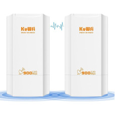 WLAN Bridge Outdoor KuWFi 2 km 5.8G Point-to-Point Wireless Bridge, Outdoor WiFi Bridge Access Point with 12dBi Antenna, 100Mbps LAN Ports, PoE Adapter, LAN Bridge for Network, Starlink, CCTV, Cameras