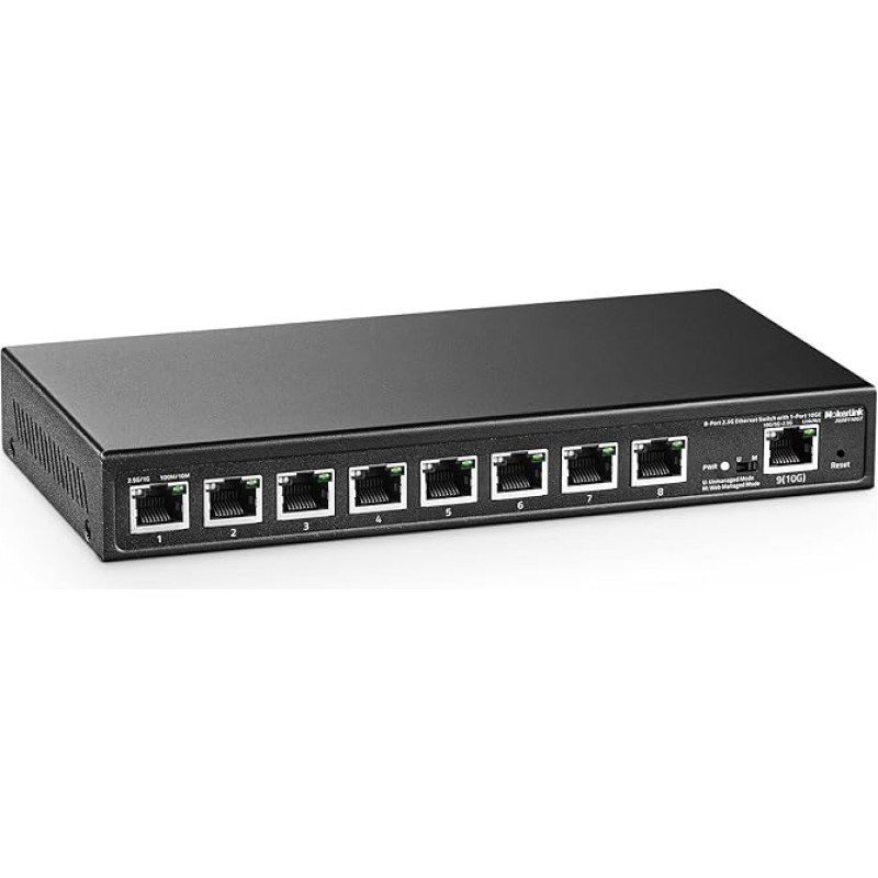 MokerLink 8 Port 2.5G Ethernet Managed Switch with 10G Ethernet Uplink, 8 x 2.5G Base-T Ports Compatible with 10/100/1000Mbps, Metal Web Managed Fanless Network Switch
