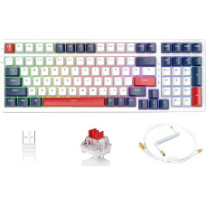 ATTACK SHARK K98 100 Keys Hot-Swappable Mechanical Gaming Keyboard, Bluetooth/2.4G/Coiled USB C, 3000 mAh Battery, RGB Backlit, Programmable, OEM Red Switch, for Windows/PC/Mac - Blue