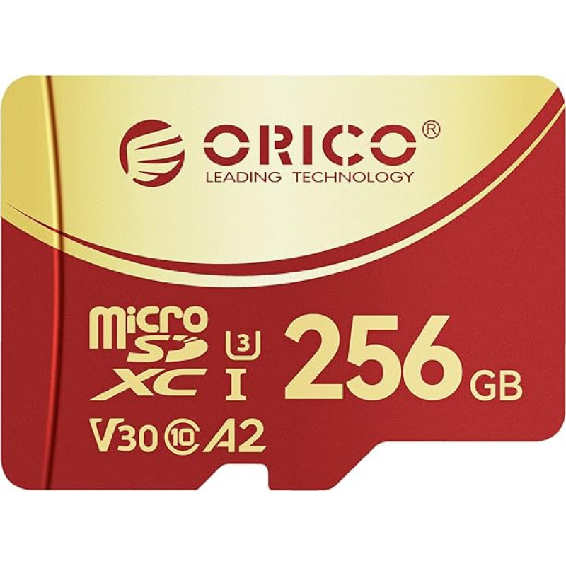 ORICO F3 256GB microSDXC UHS-I Memory Card 180MB/s Read (Requires DDR 220 Readers) 160MB/s 4K UHD Recording U3 Class10 V30 A2 Micro SD for Action Camera Dash Cam TF Card