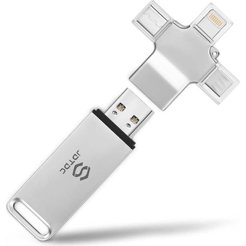 JSL JDTDC 256GB 4-in-1 Photo Stick Secure for iPhone/iPad/Android/Computer Universal Storage USB for iPhone Flash Photos & Videos iPad Stick Memory Photo Sticks for iPhone External for Mobile Phone