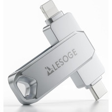 LESOGE USB atmintinė 3 in 1 128 GB - išorinė atmintinė išmaniesiems telefonams, planšetiniams kompiuteriams ir kompiuteriams - lengvai saugokite ir bendrinkite failus